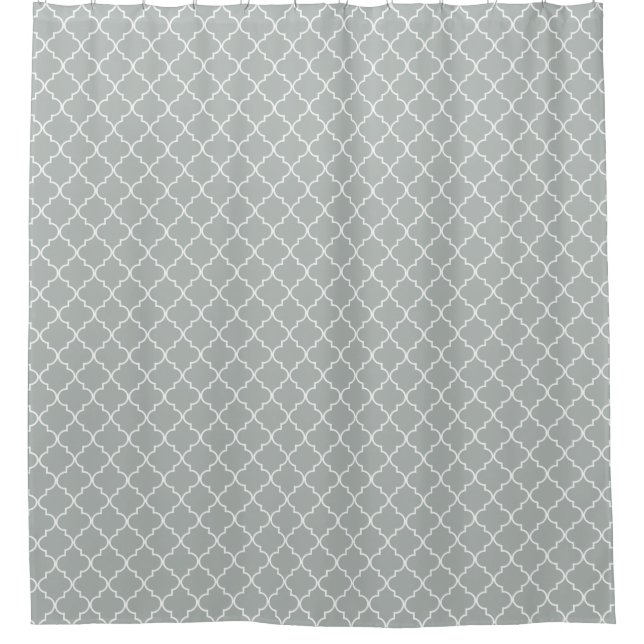 Storm Grey Moroccan Quatrefoil Pattern Shower Curtain (Front)