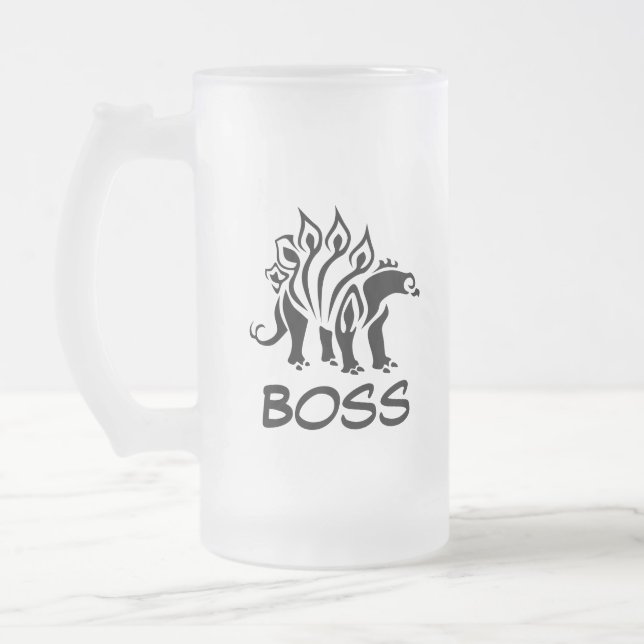Storm Grey Stegosaurus Spiked  Dinosaur  Frosted Glass Beer Mug (Left)
