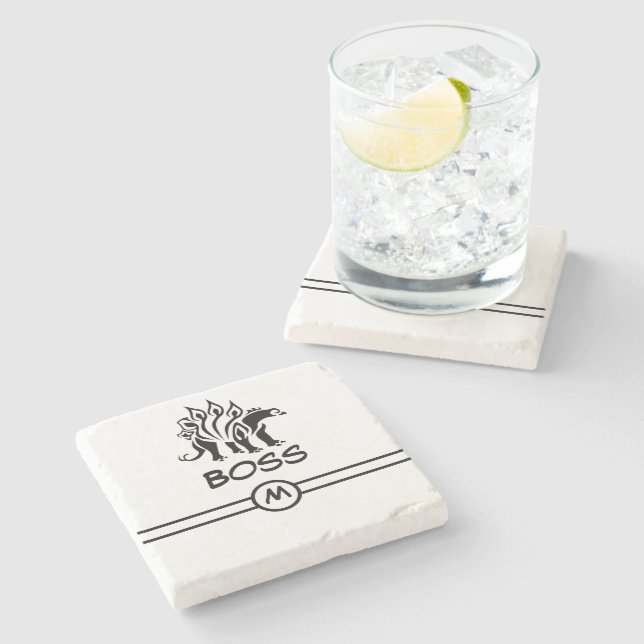 Storm Grey Stegosaurus Spiked  Dinosaur  Stone Coaster (Side)