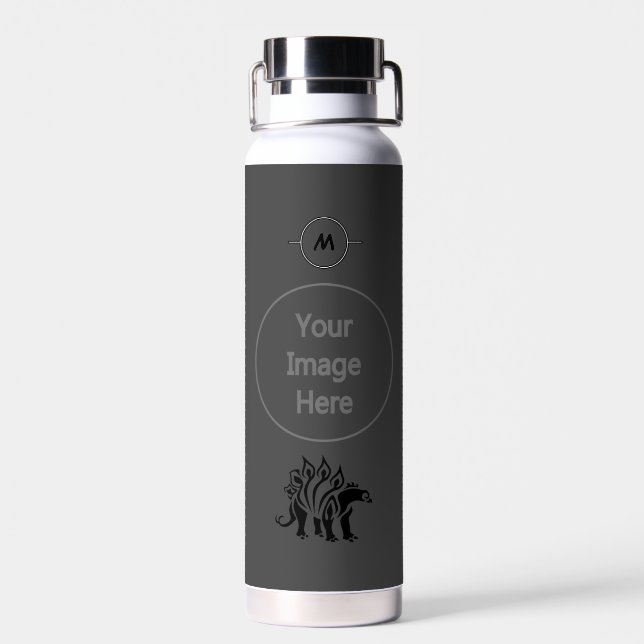 Storm Grey Stegosaurus Spiked  Dinosaur  Water Bottle (Back)