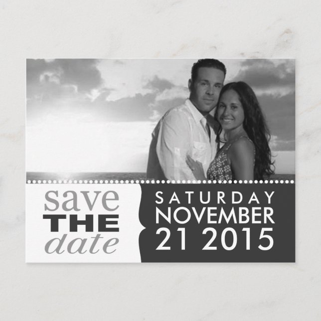 Storm Grey Sweet Beginnings Save the Date Photo Announcement Postcard (Front)
