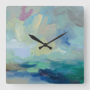 Storm I Abstract Print Silvia Vassileva Square Wall Clock