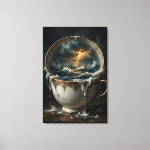 Storm In A Teacup — Surreal Oceanic Tempest Art Canvas Print