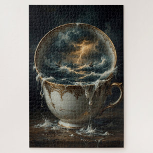  Storm In A Teacup — Surreal Oceanic Tempest Art  Jigsaw Puzzle