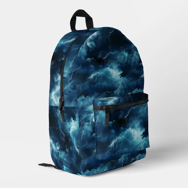 Storm Lightning Pattern Printed Backpack (Back Corner Left)