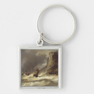 Storm on the Coast at Etretat, Normandy, 1851 Key Ring