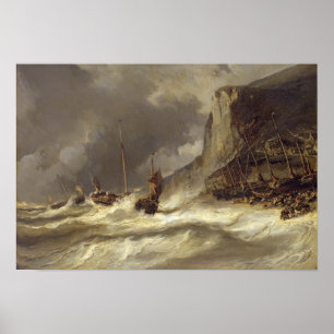 Storm on the Coast at Etretat, Normandy, 1851 Poster