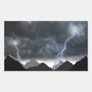 Storm on the mountain rectangular sticker