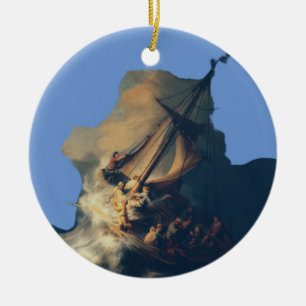 Storm on the Sea of Galilee by Rembrandt Art Ceramic Tree Decoration