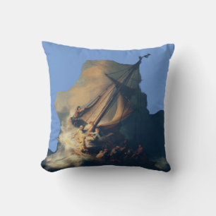 Storm on the Sea of Galilee by Rembrandt Art Cushion