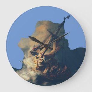 Storm on the Sea of Galilee by Rembrandt Art Large Clock