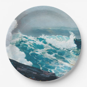 Storm on the sea painting  paper plate