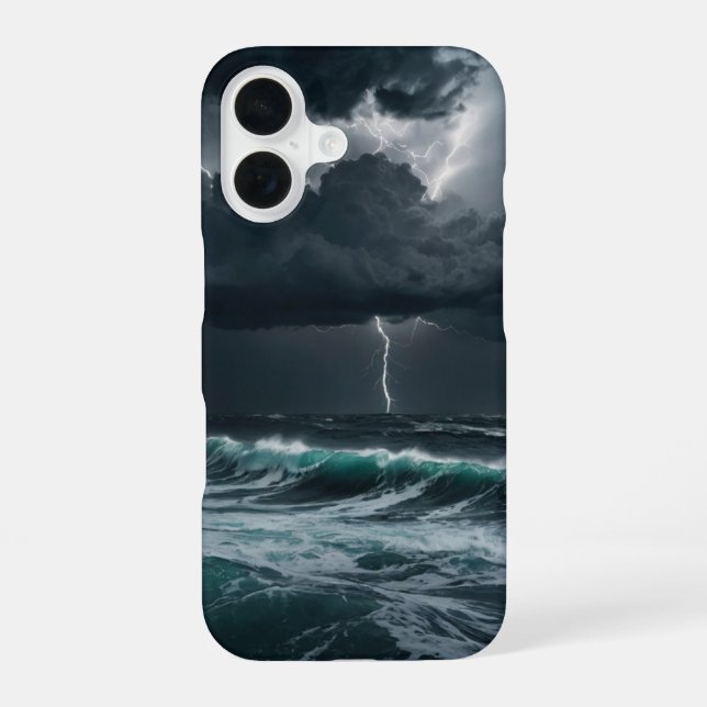 Storm Over the Sea iPhone 16 Case (Back)