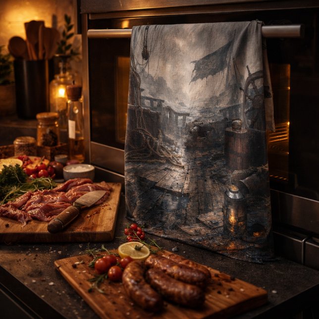 Storm Residue — Pirate Ship Aftermath Tea Towel (Creator Uploaded)