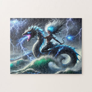 Storm Siren Lightning Sea Dragon Mermaid Jigsaw Puzzle