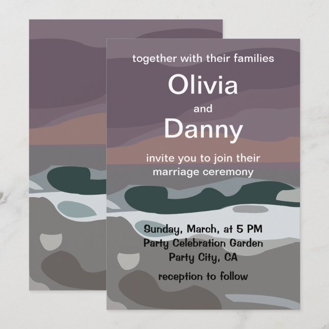 Storm Sky Cloud Sea Waves Nature Wedding Invitation (Front/Back)