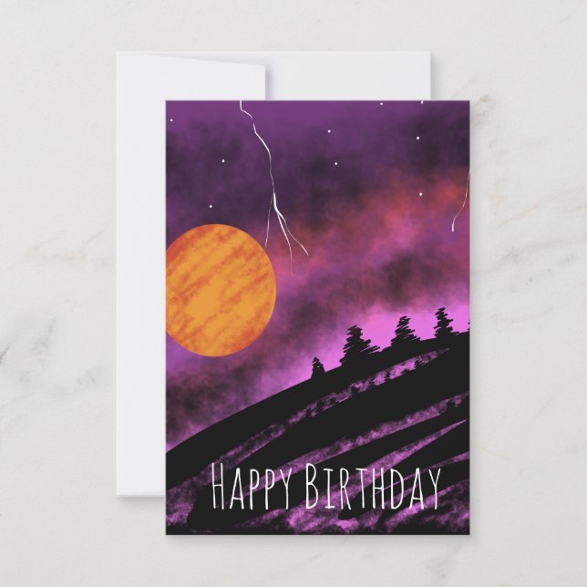 Storm Sky  Illustration Purple  Birthday Card (Front)