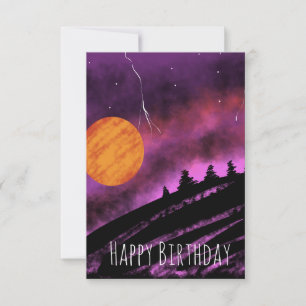 Storm Sky Illustration Purple Birthday Card