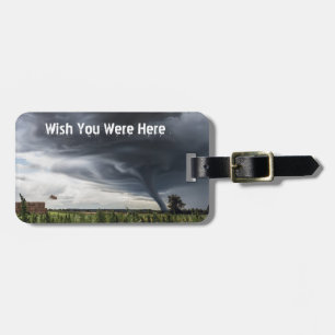 Storm tornado lifing hay bales luggage tag