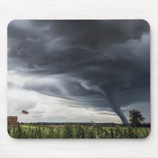 Storm tornado or twister lifing hay in bad weather mouse mat (Front)