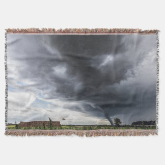 Storm tornado or twister lifing hay in bad weather throw blanket