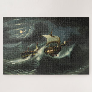 Storm Tossed Frigate by Thomas Chambers Jigsaw Puzzle