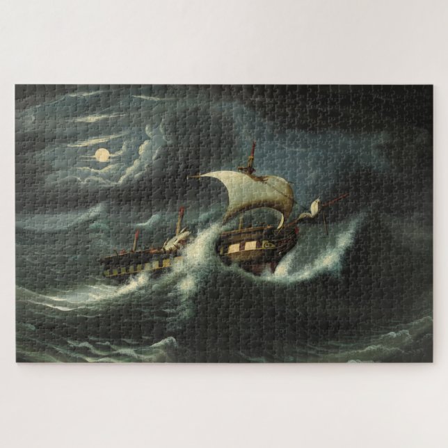 Storm Tossed Frigate by Thomas Chambers Jigsaw Puzzle (Horizontal)