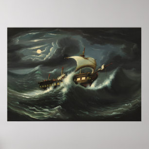 Storm Tossed Frigate by Thomas Chambers Poster