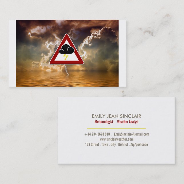 Storm Warning Sign Design, Meteorologist Business Card (Front/Back)