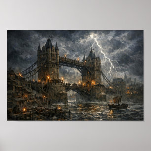 Stormbound Mediaeval London Tower Bridge Poster