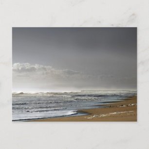 Storming Sea, Distant Pier Postcard