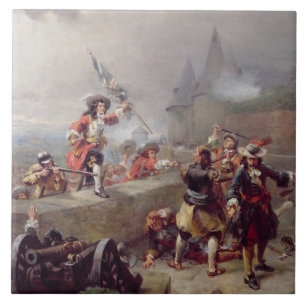 Storming the Battlements (oil on canvas) Tile