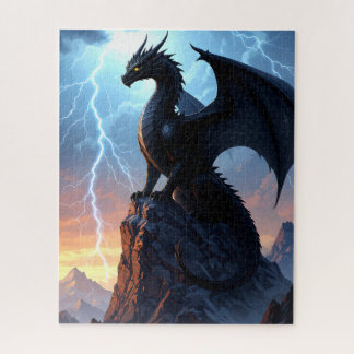 Stormwatch Dragon on Mountain Peak Jigsaw Puzzle