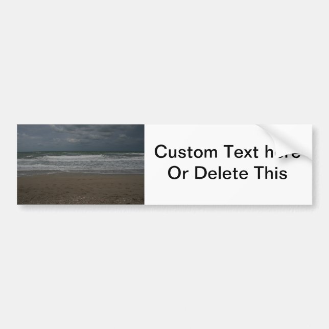 Stormy beach ocean view bumper sticker (Front)