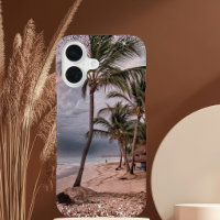 Stormy Beach with Palm Trees