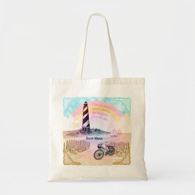 Stormy Bike Lighthouse tote bag (Front)