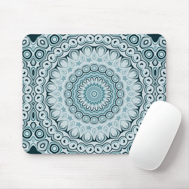 Stormy Blue and Gray Mandala Pattern Mouse Mat (With Mouse)