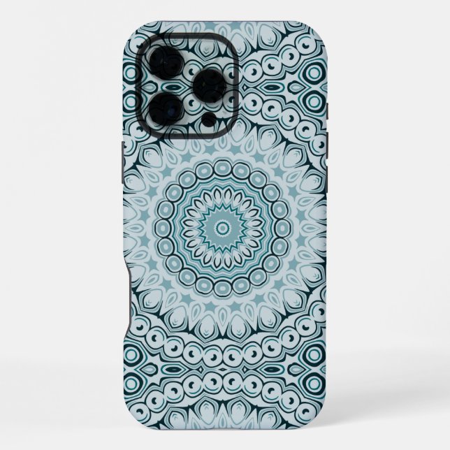 Stormy Blue and Grey Mandala Pattern iPhone Case (Back)