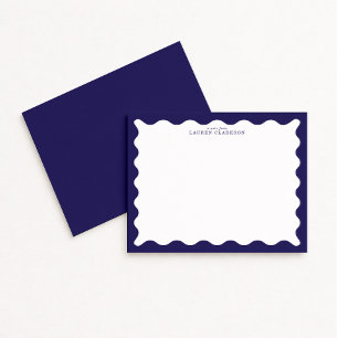 Stormy Blue Wavy Frame Note Card