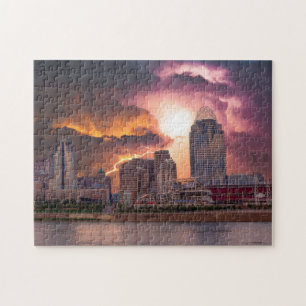Stormy Cincinnati Great American Ball Park Jigsaw Puzzle