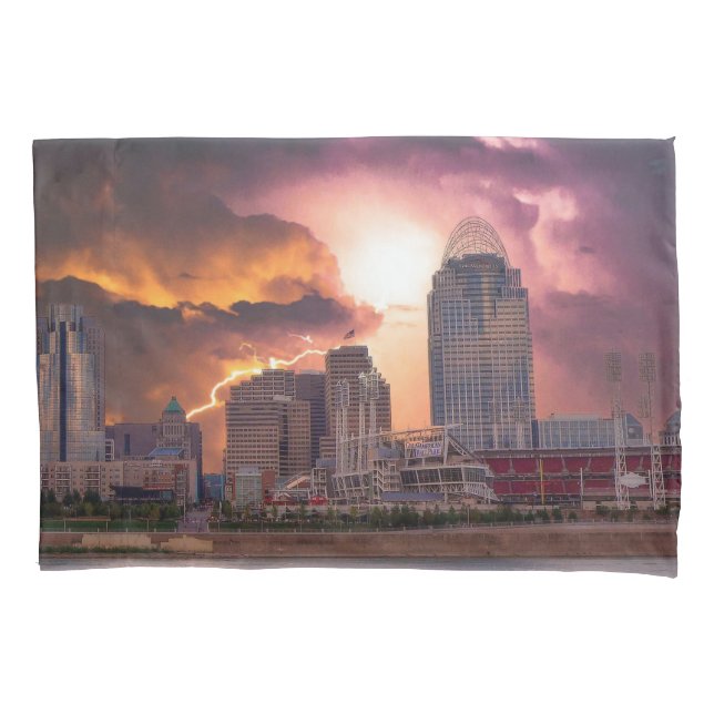 Stormy Cincinnati Great American Ball Park Pillowcase (Front-Left)