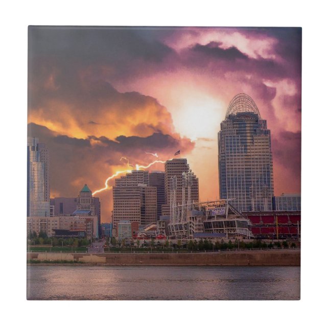 Stormy Cincinnati Great American Ball Park Tile (Front)