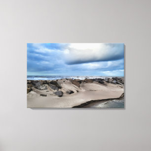 Stormy Coastal Ocean Photography Rocky Shoreline Canvas Print