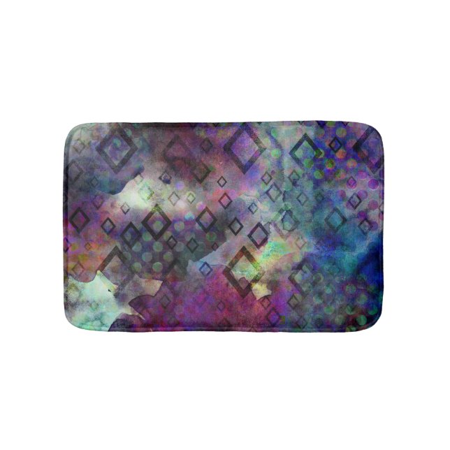 Stormy colourful watercolor abstract w/ diamonds bath mat (Front)