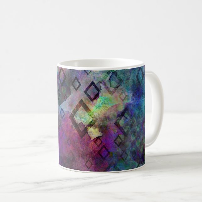 Stormy colourful watercolor abstract w/ diamonds coffee mug (Front Right)