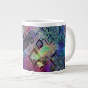 Stormy colourful watercolor abstract w/ diamonds large coffee mug