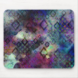 Stormy colourful watercolor abstract w/ diamonds mouse mat