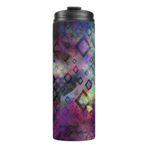 Stormy colourful watercolor abstract w/ diamonds thermal tumbler