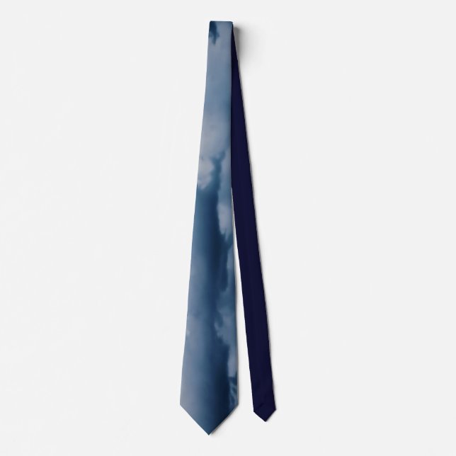 Stormy Dark Blue Photo Evening Sky Cloudy Tie (Front)