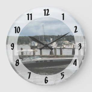 Stormy Day at the Harbour Essex CT Large Clock